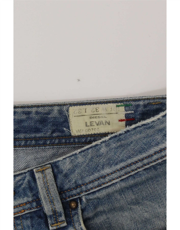 Diesel Herren Levan Distressed Straight Jeans W32 L32 Blaue Baumwolle