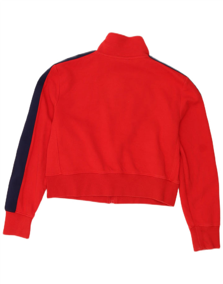 Superdry Damen Crop Trainingsanzug Top Jacke UK 14 Large Rot Farbblock