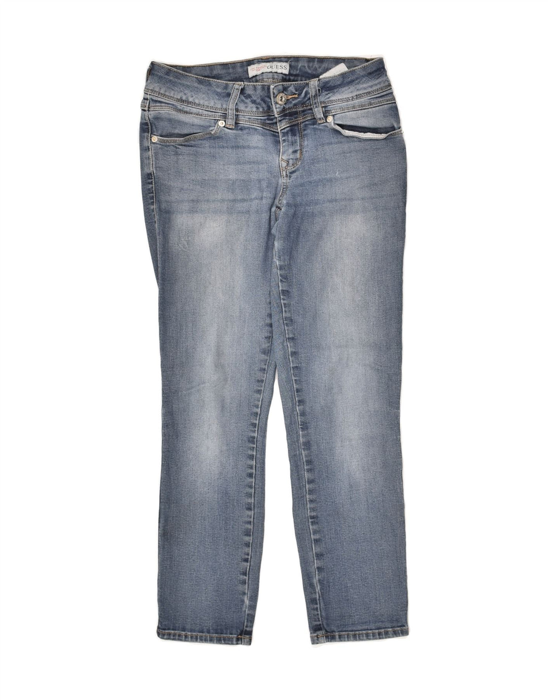GUESS Womens Cropped Jeans W26 L24 Blue Cotton | Vintage Guess | Thrift | Second-Hand Guess | Used Clothing | Messina Hembry 