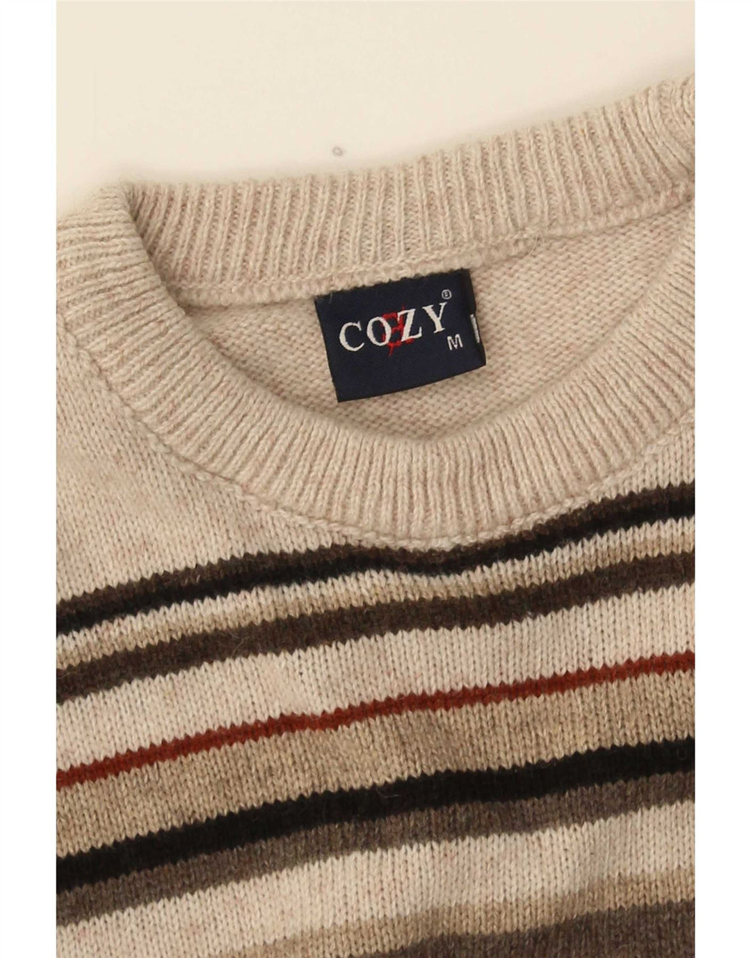Vintage Herren Pullover mit Rundhalsausschnitt, mittelgroß, mehrfarbig gestreift