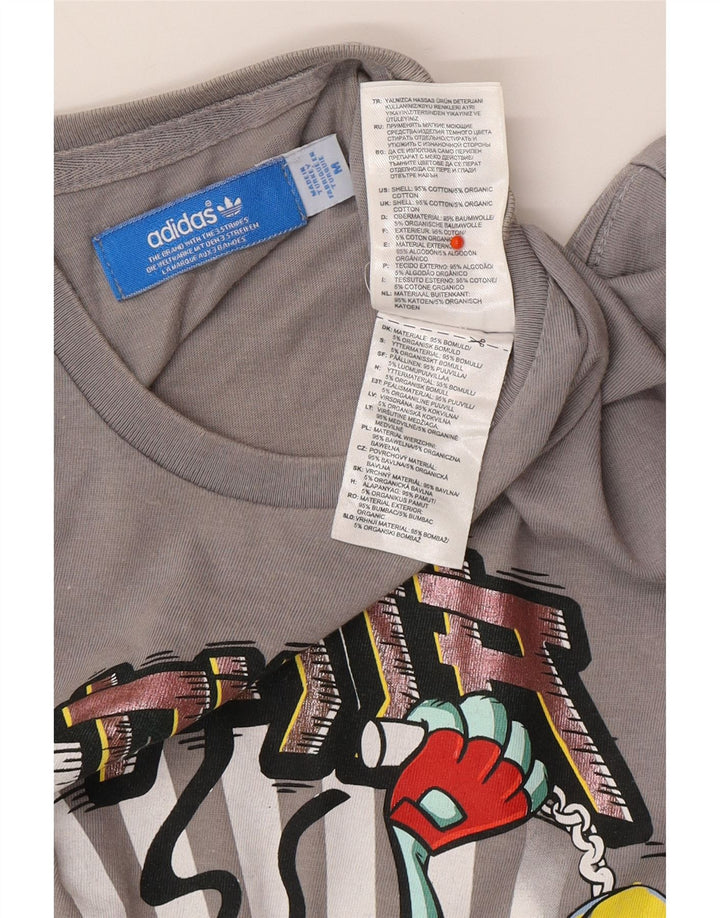 ADIDAS Mens Graphic T-Shirt Top Medium Grey Cotton