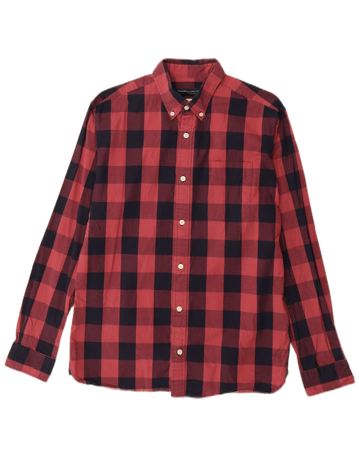Jack & Jones Herrenhemd aus mittelroter Gingham-Baumwolle