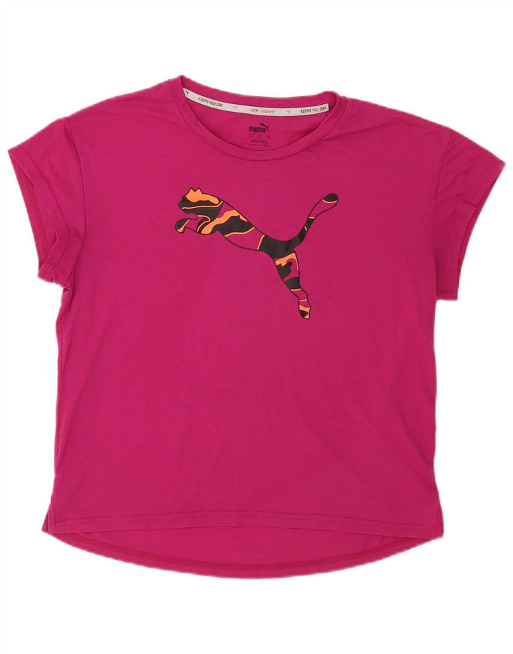 Puma Damen Grafik T-Shirt Top UK 14 Mittelrosa Polyester
