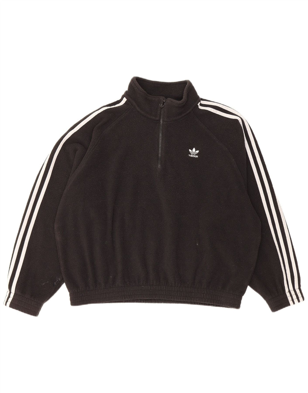 Adidas Damen-Fleecepullover mit Reißverschluss, übergroß, UK 12, mittelschwarz, Polyester