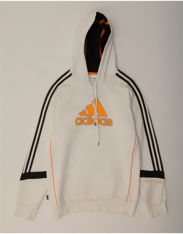 Adidas Mens Graphic Hoodie Jumper Small White Colourblock Cotton