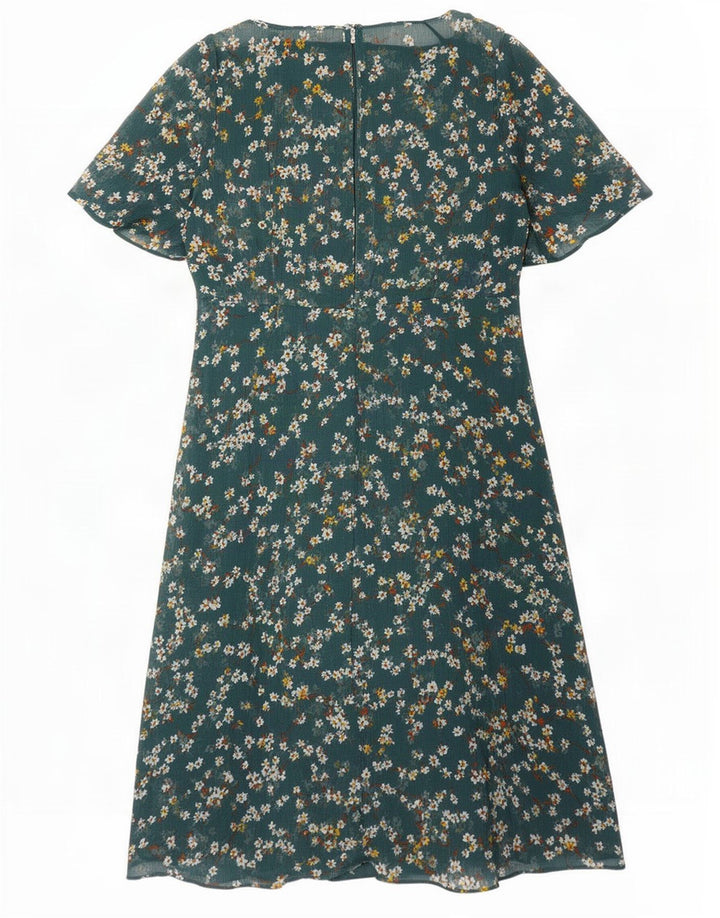 Marks & Spencer Damen-A-Linien-Kleid, Größe S, Grün, Blumenmuster, Polyester