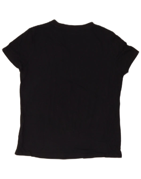 Adidas Damen Grafik T-Shirt Top UK 16/18 Große schwarze Baumwolle
