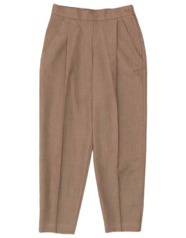 Vintage Damen Crop High Waist Freizeithose Klein W26 L24 Beige