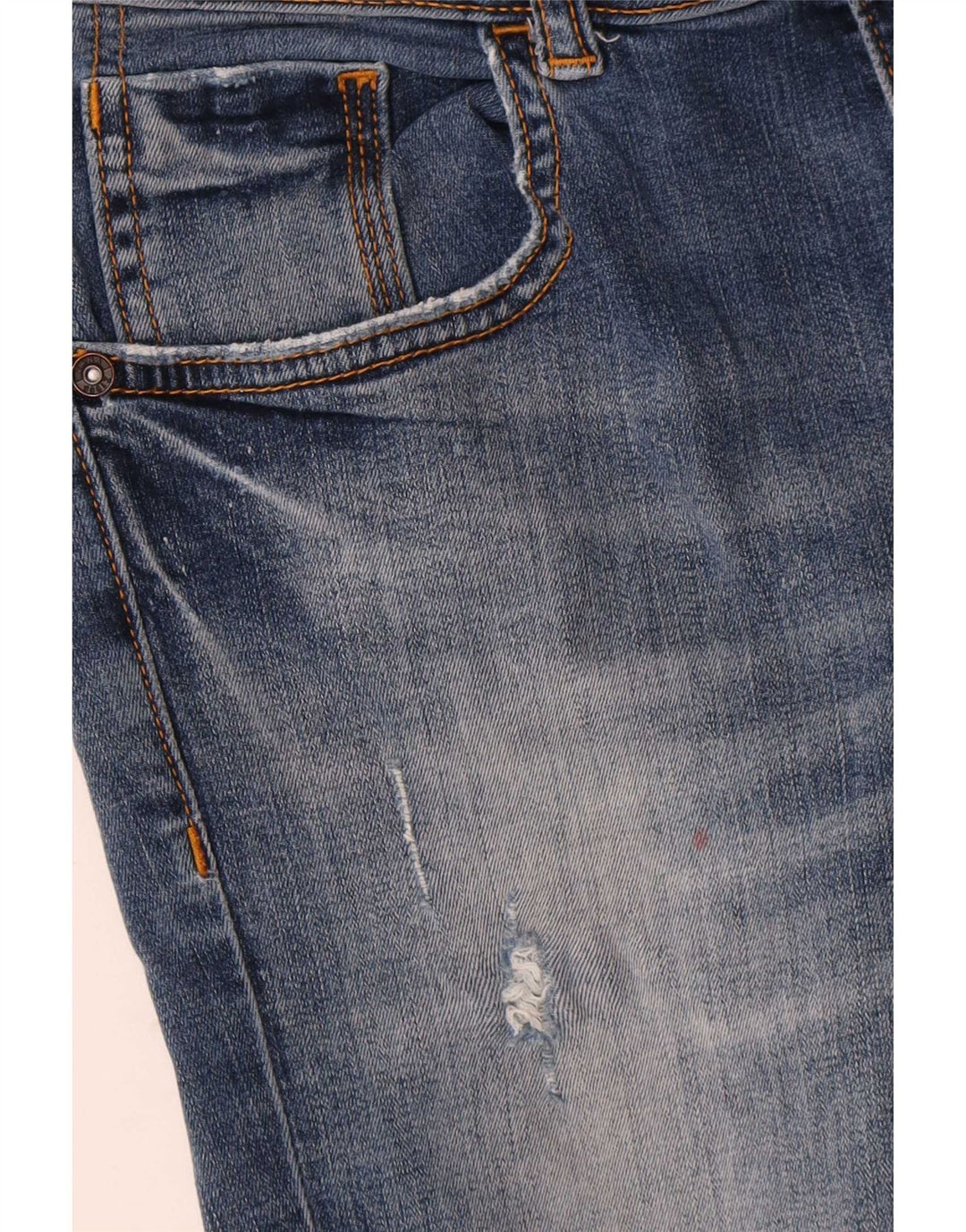Zara Damen Distressed Skinny Jeans W28 L27 Blau