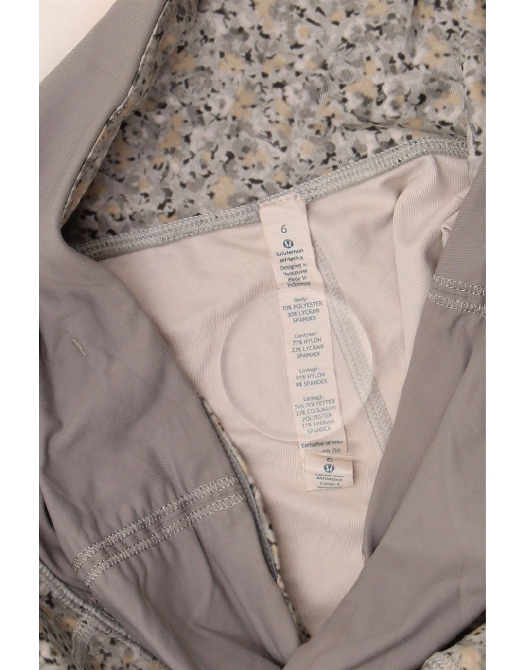 Lululemon Damen Crop Leggings US 6 Mittelgraues, geblümtes Polyester