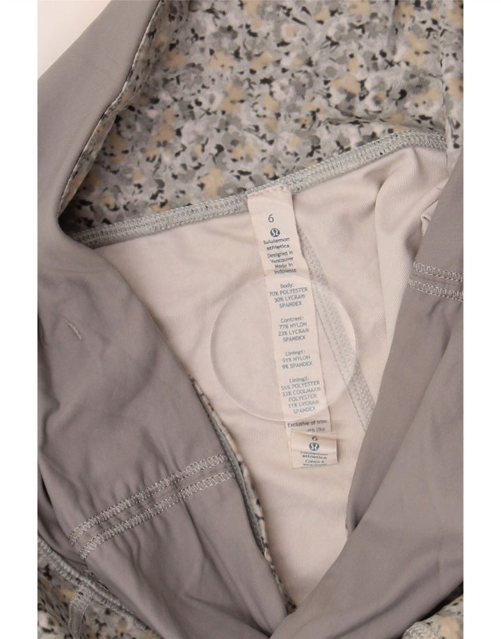 Lululemon Damen Crop Leggings US 6 Mittelgraues, geblümtes Polyester