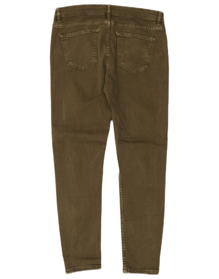 Zara Damen Slim Jeans EU 40 Medium W30 L27 Khaki Colourblock