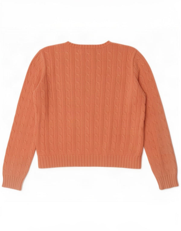 Ralph Lauren Damen Crop Crew Neck Pullover Pullover UK 16 Large Orange Baumwolle