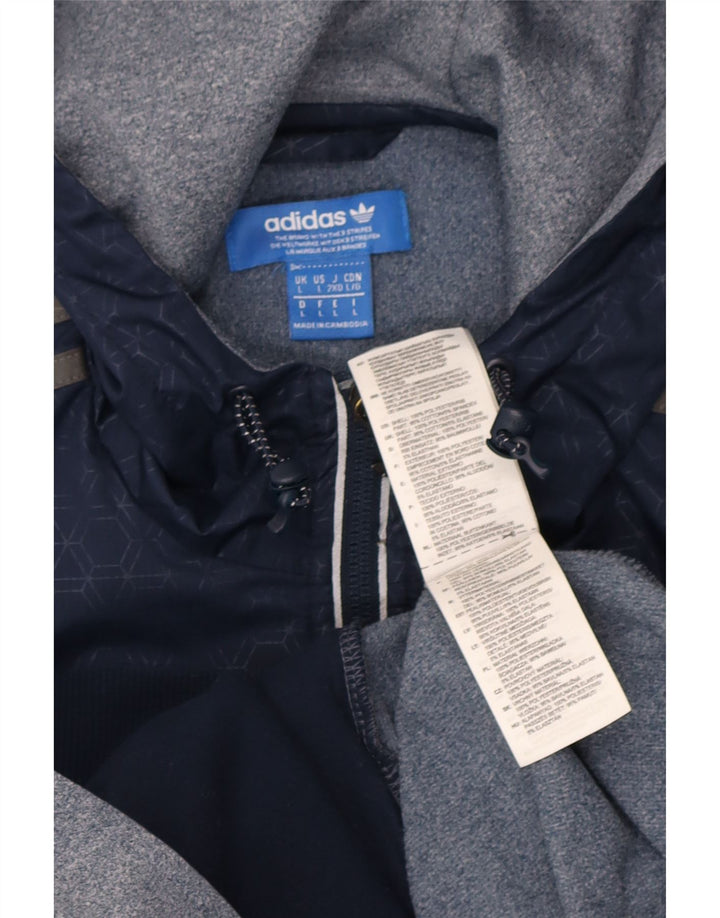 Adidas Herren-Trainingsanzug mit Kapuze, große Jacke, Marineblau, Farbblock