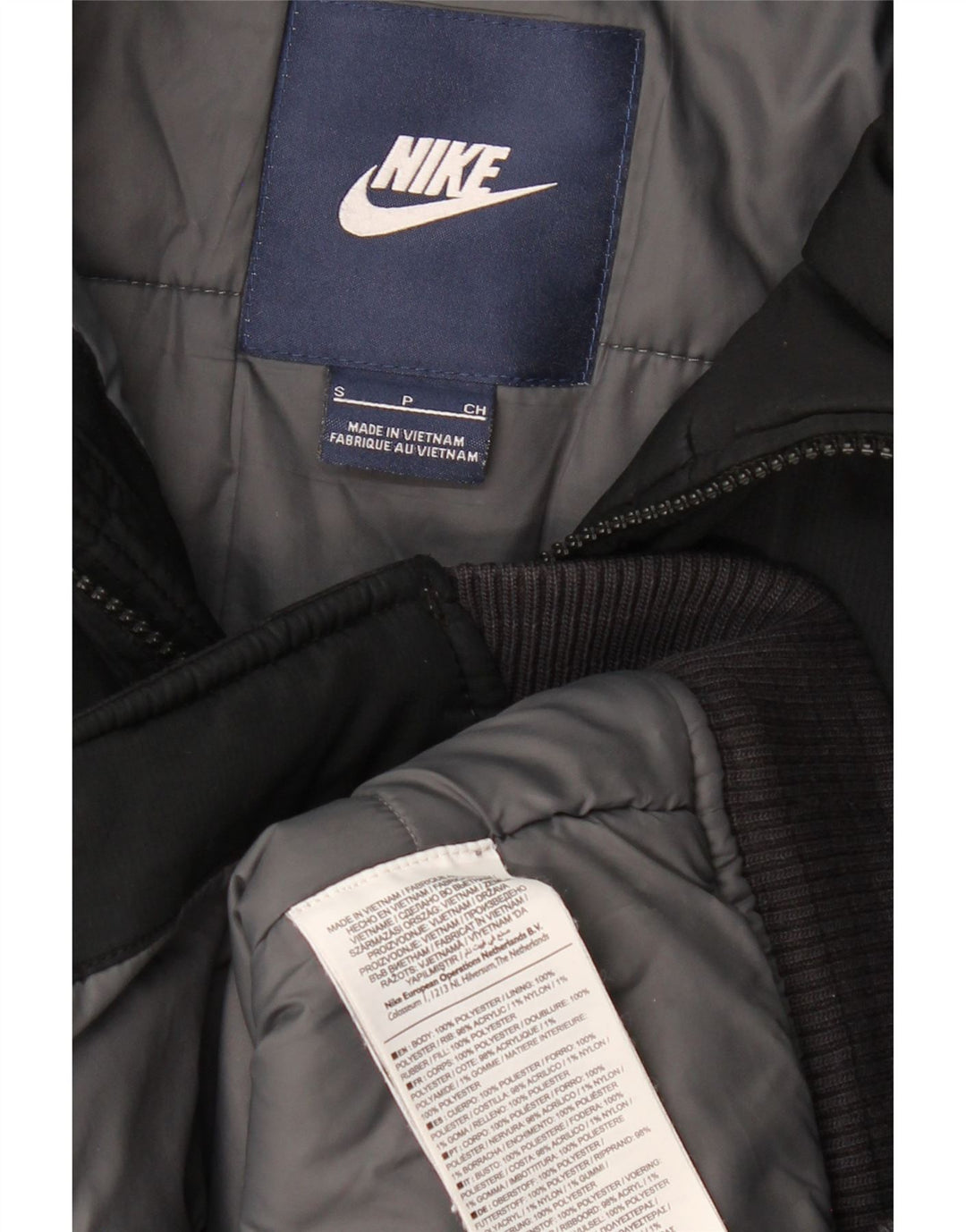 Nike Herren-Jacke mit Kapuze, gepolstert, Größe 36, Größe S, Schwarz, Polyester