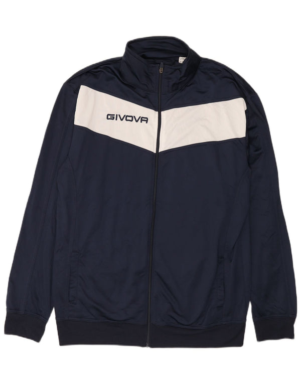 Givova Mens Graphic Tracksuit Top Jacket 4XL Navy Blue Colourblock