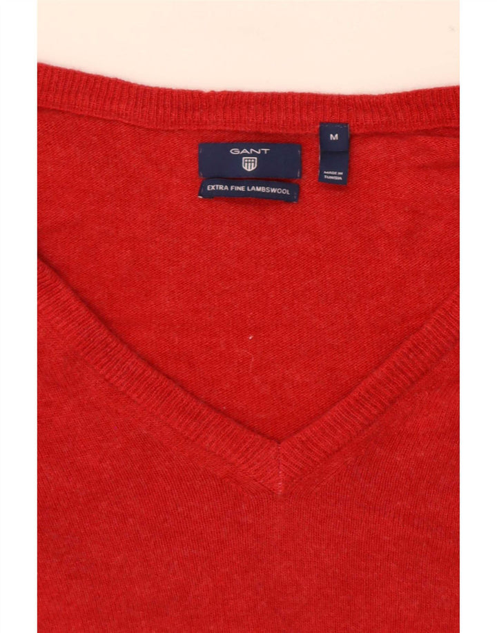 Gant Damen-Pullover mit V-Ausschnitt, UK 14, mittelrote Lammwolle