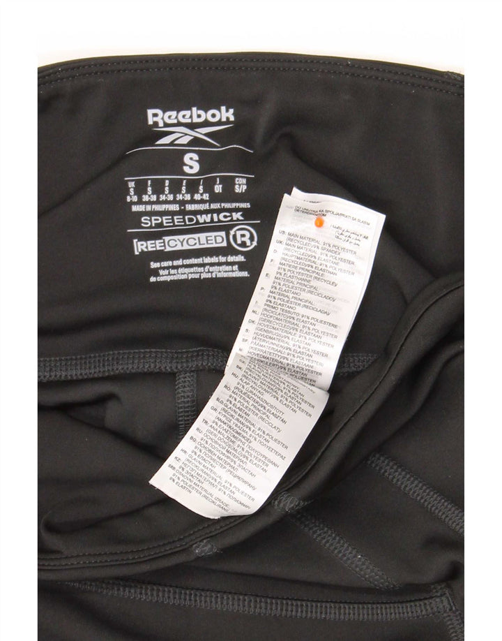Reebok Damen Leggings UK 8/10 Small Schwarz Polyester