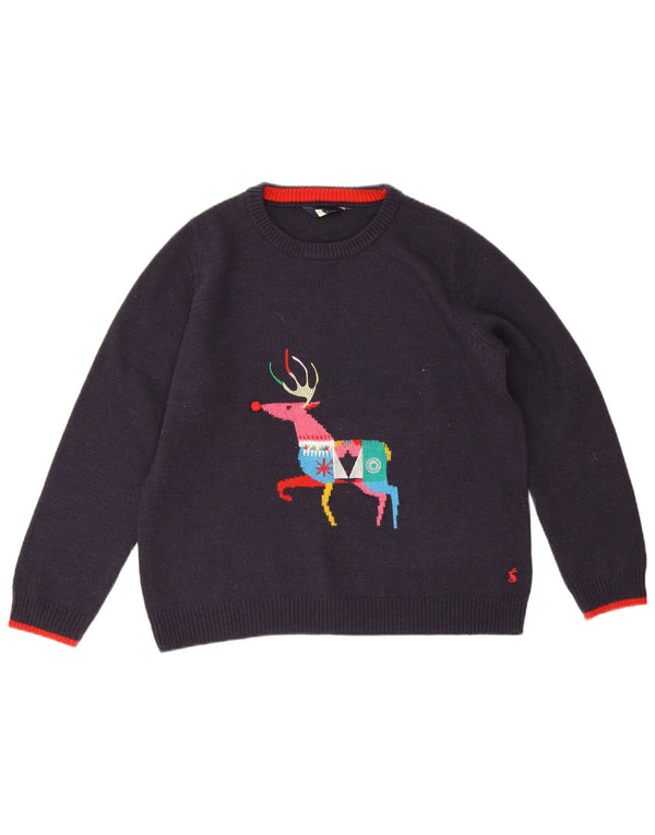 Joules Womens Crew Neck Jumper Sweater UK 14 Large Navy Blue Christmas