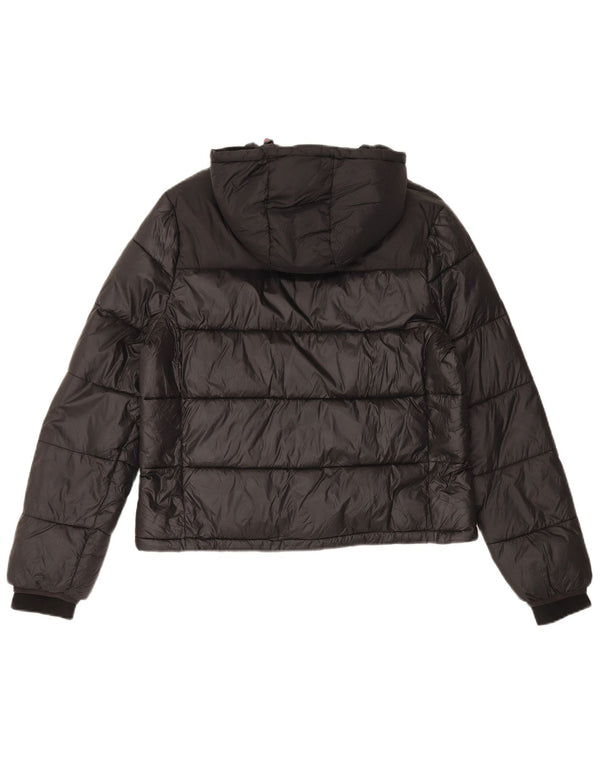 Jack Wills Wattierte Damenjacke mit Kapuze, UK 12, Mittelschwarz, Polyamid