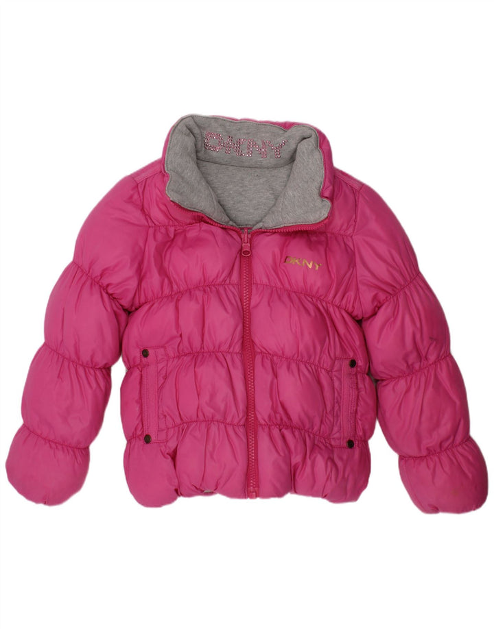 Dkny Girls Hooded Reversible Wattierte Jacke 4–5 Jahre Rosa Polyester