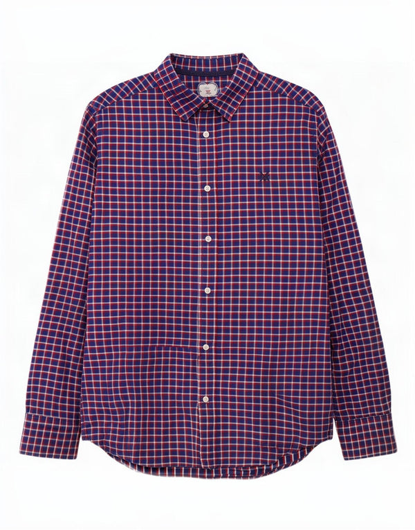 Crew Clothing Herren-Flanellhemd mit klassischer Passform, mittelblau, kariert, Baumwolle