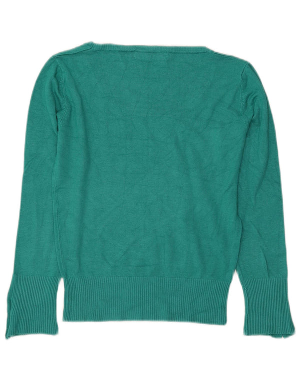 Zara Damen-Pullover mit U-Boot-Ausschnitt, UK 12, Mittelgrün, Viskose