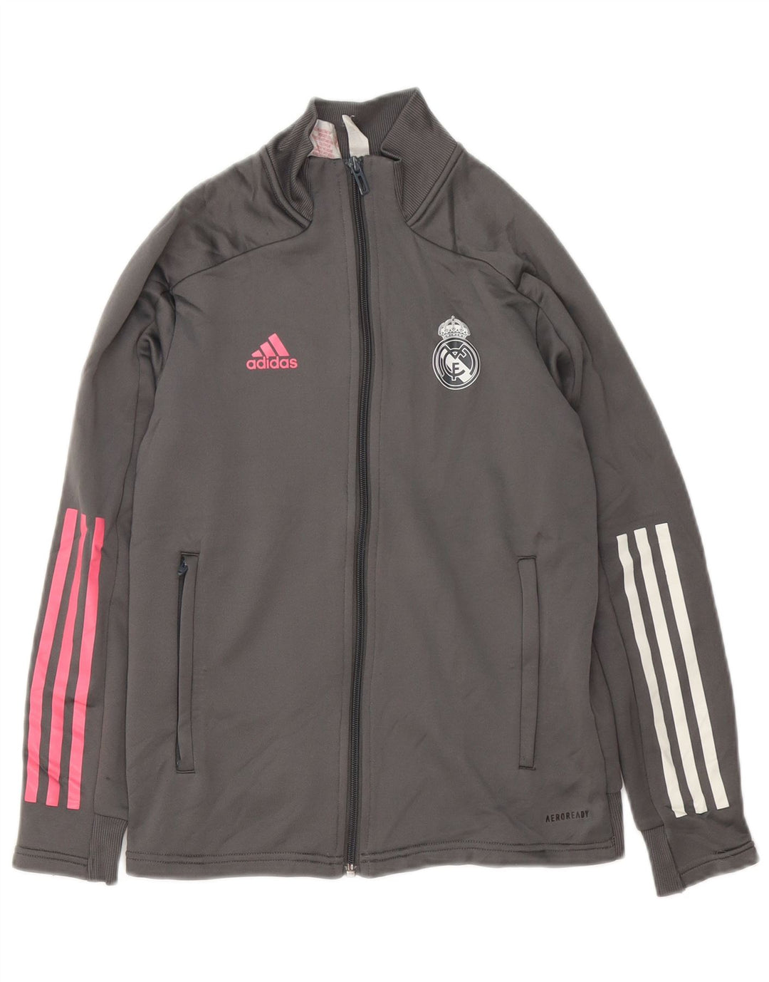 ADIDAS Mädchen-Trainingsanzug „Real Madrid“, Top-Jacke, 11–12 Jahre, graues Polyester