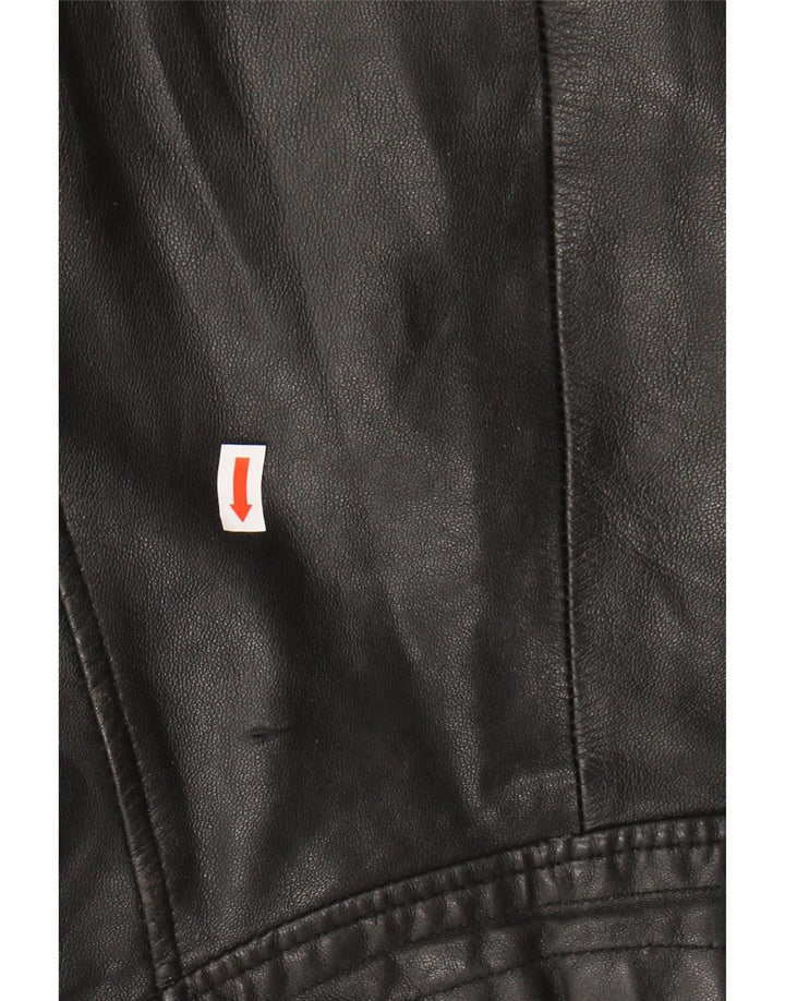 ZARA Womens Leather Biker Jacket UK 12 Medium Black Leather