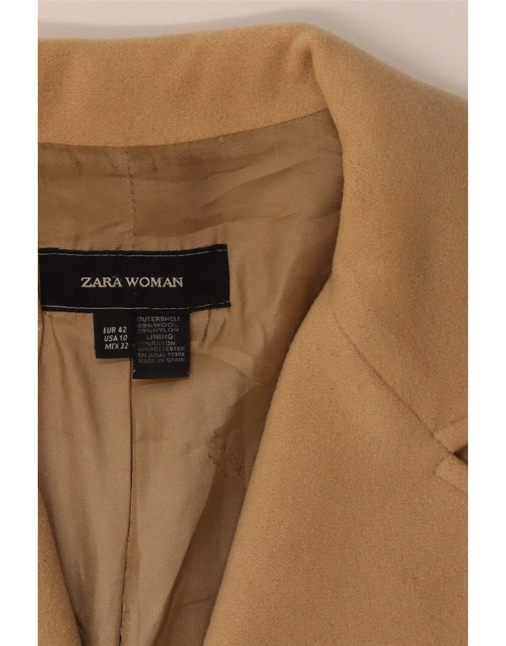 Zara Damen Mantel EU 42 Große Beige Wolle