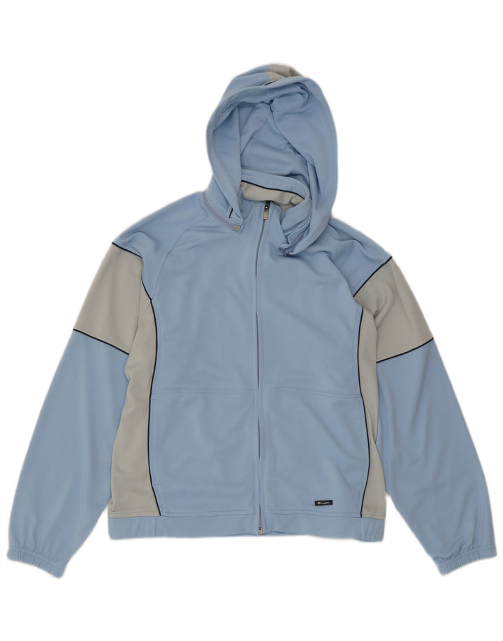 Champion Herren-Trainingsanzug mit Kapuze, Oberjacke, mittelblaues Farbblock-Polyester