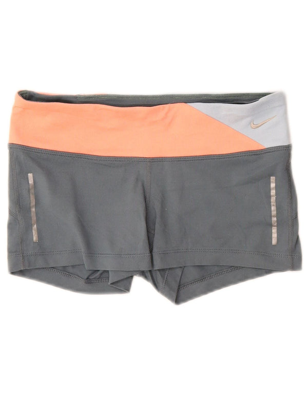 Nike Womens Dri Fit Sport Shorts UK 8 Small  Grey Colourblock Polyester