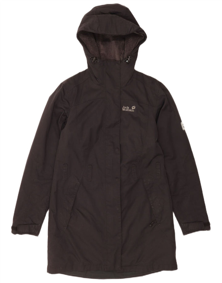 Jack Wolfskin Damen-Windbreaker-Mantel mit Kapuze, übergroß, Gr. 10, Schwarz