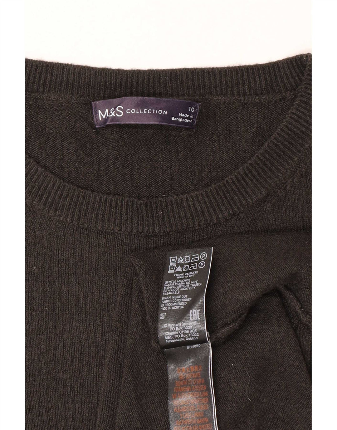 Marks & Spencer Damen-Pullover mit U-Boot-Ausschnitt, Gr. 10, Größe S, Grau, Acryl