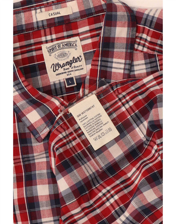 Wrangler Herrenhemd, groß, rot kariert, Baumwolle
