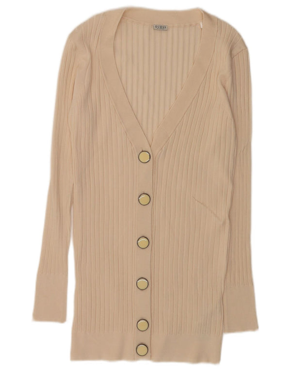 Guess Damen Longline-Cardigan-Pullover UK 8 Small Beige Viskose