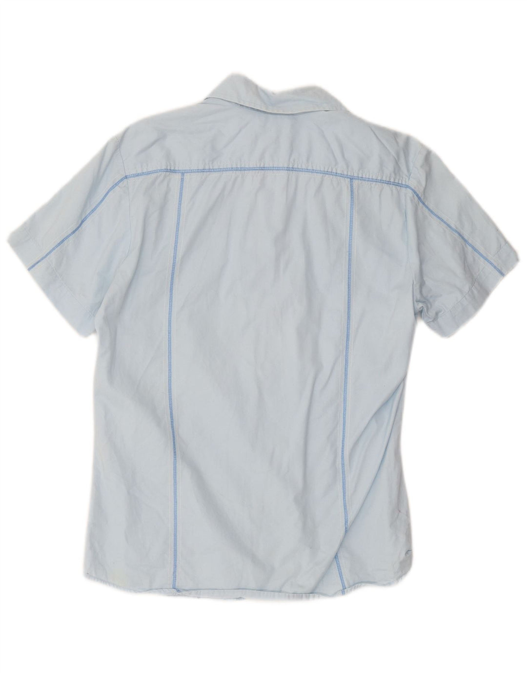 Diesel Herren-Kurzarmhemd, groß, blau gestreift, Baumwolle