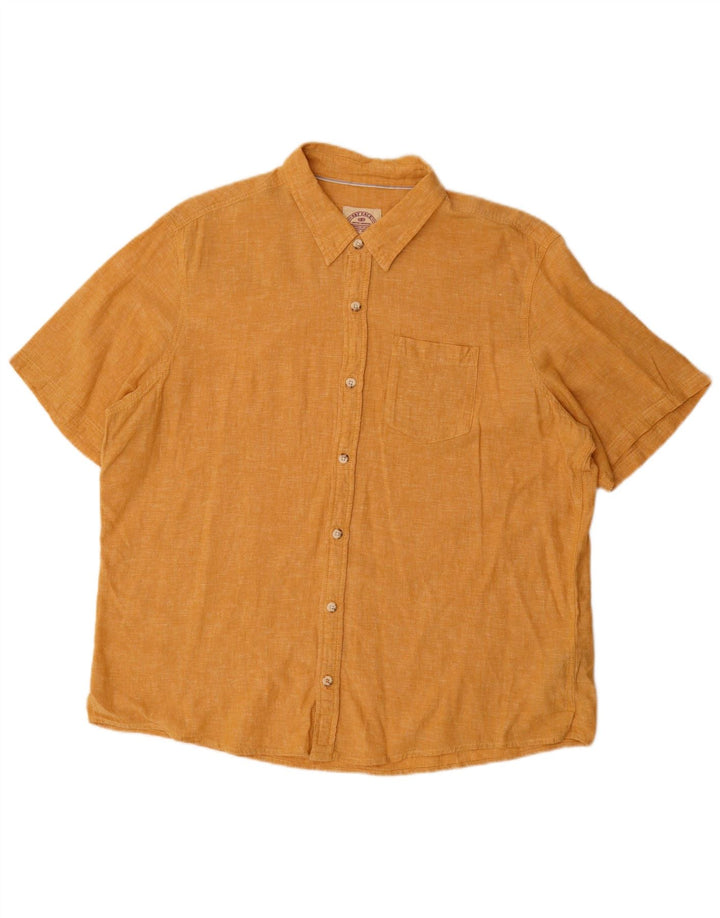 FAT FACE Herren Kurzarmhemd 2XL Gelbes Leinen