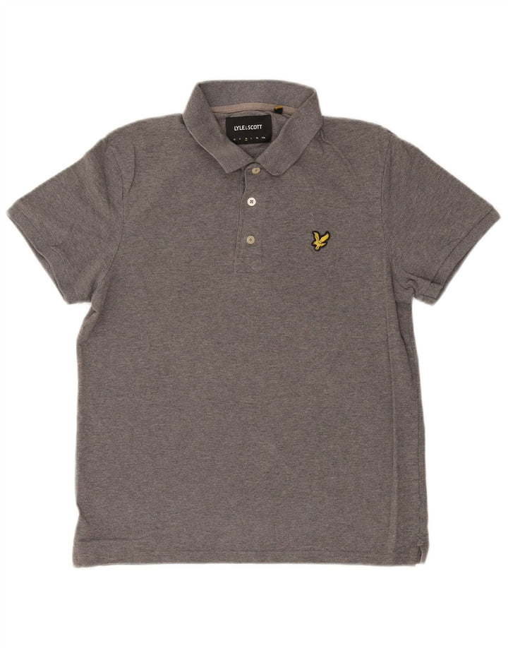 Lyle & Scott Herren-Poloshirt aus mittelgrau gefleckter Baumwolle