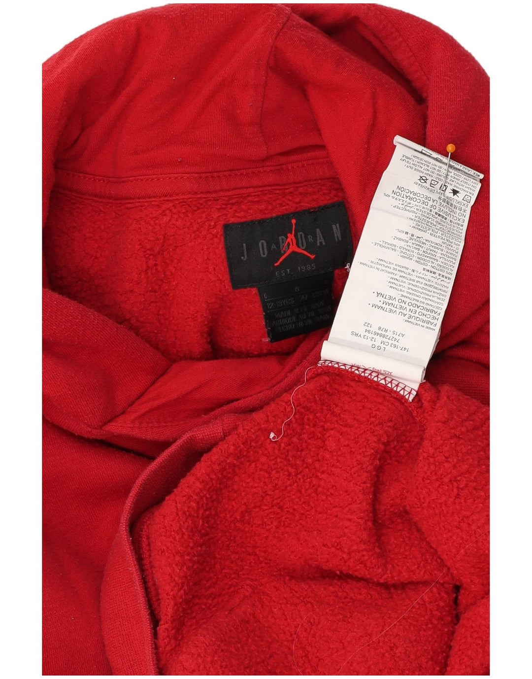 JORDAN Kapuzenpullover für Jungen, 12–13 Jahre, groß, rote Baumwolle