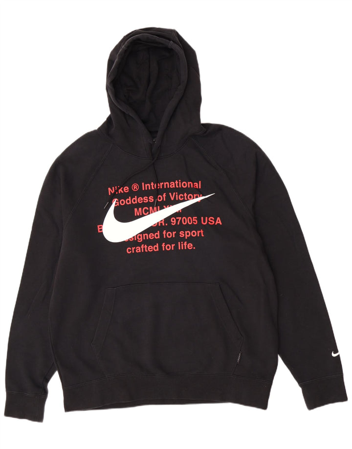 Nike Herren-Kapuzenpullover mit Grafik, reguläre Passform, groß, aus schwarzer Baumwolle