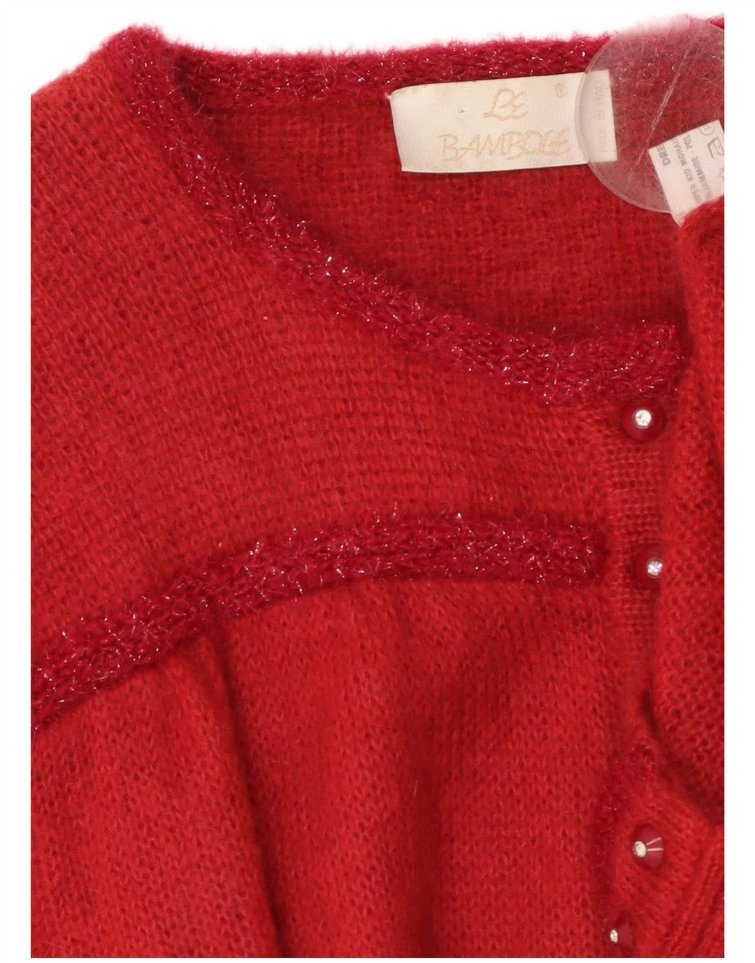 LE BAMBOLE Damen Strickjacke IT 48 XL Roter Mohair