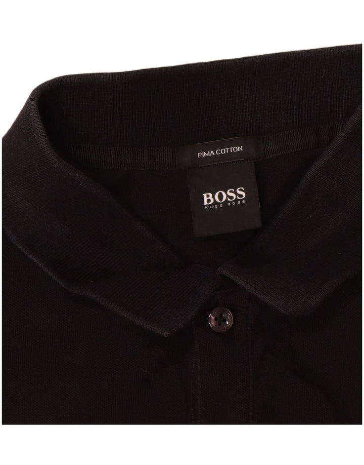 Hugo Boss Herren-Poloshirt, groß, schwarze Baumwolle