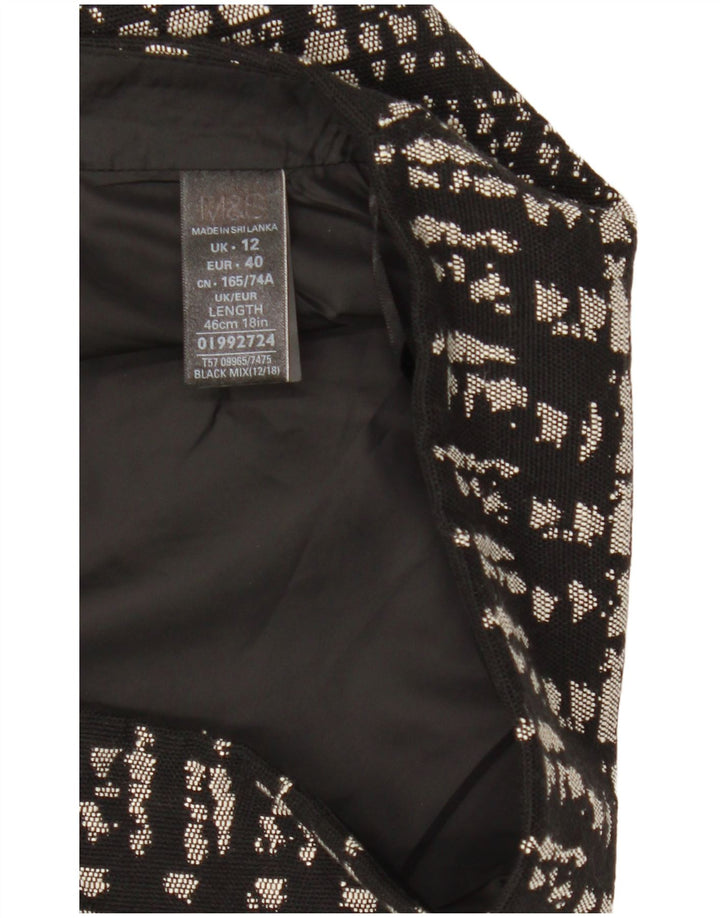 Marks & Spencer Damen Minirock UK 12 Medium W31 Schwarze geometrische Baumwolle