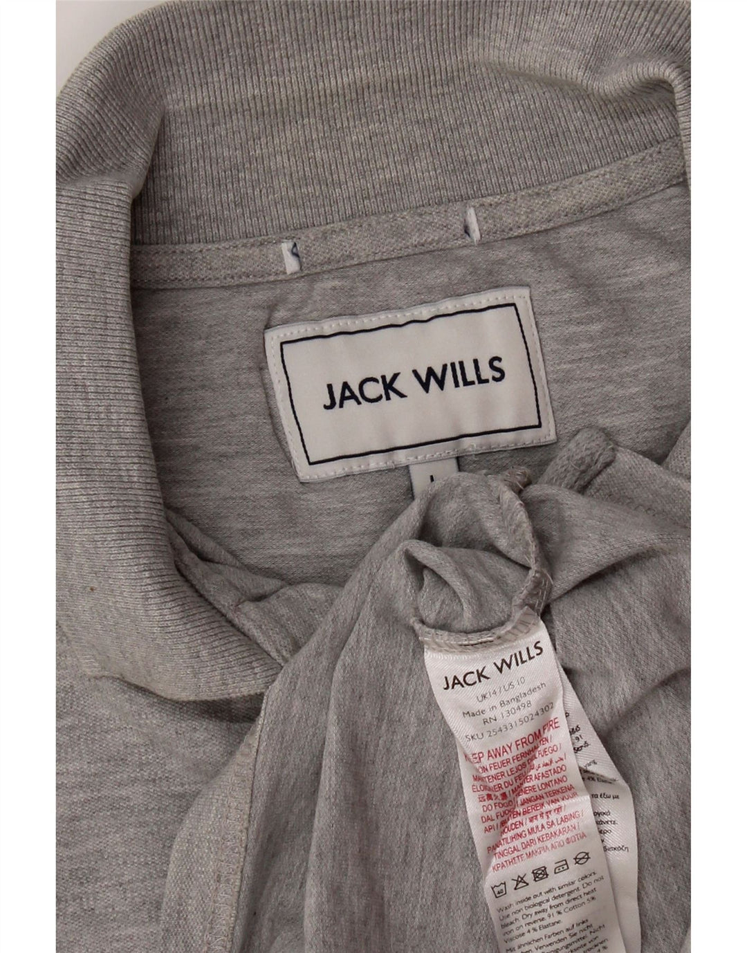 Jack Wills Damen-Poloshirt, UK-Größe 14, Größe L, aus grauer Baumwolle