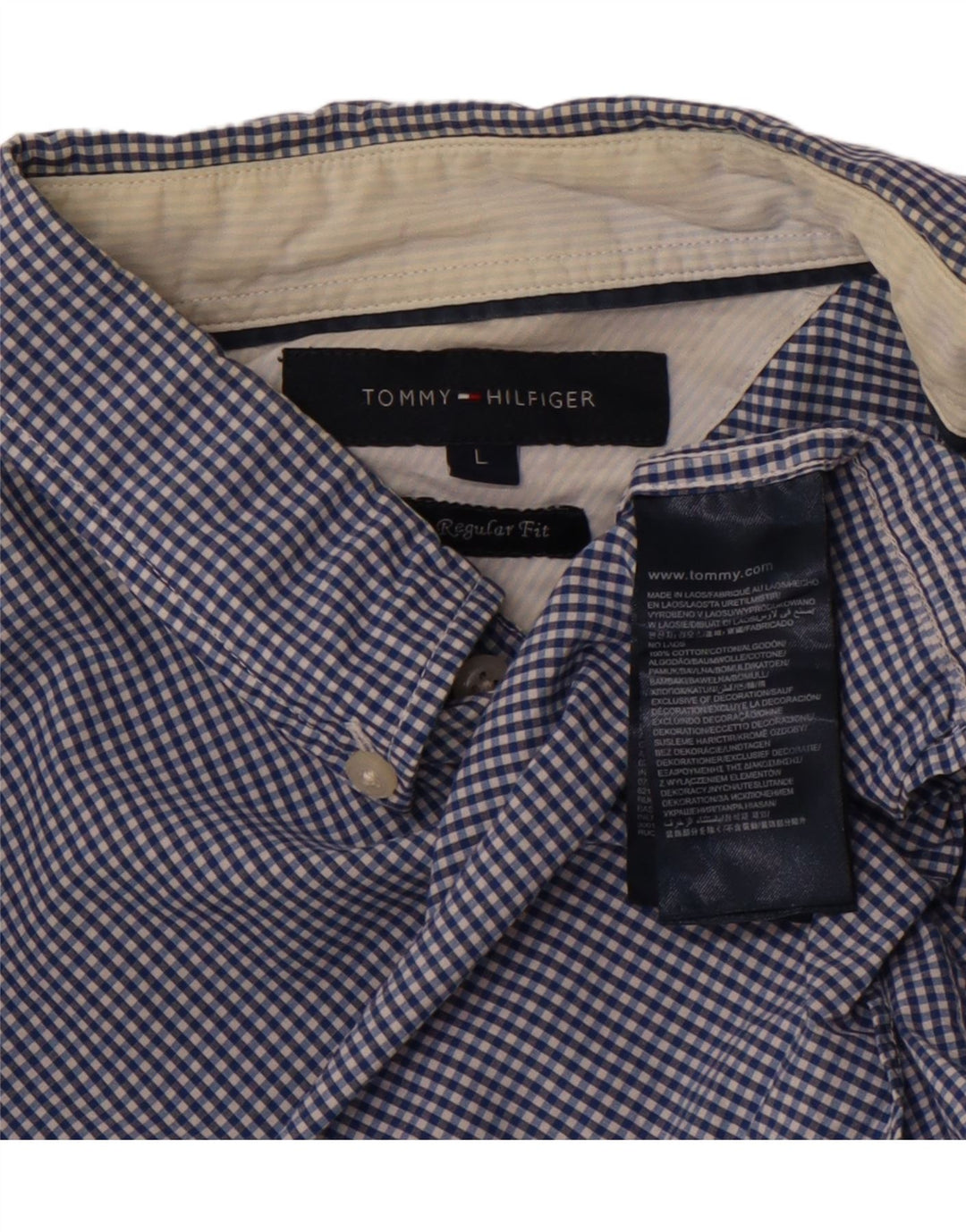 TOMMY HILFIGER Herren-Hemd mit normaler Passform, große blaue Gingham-Baumwolle