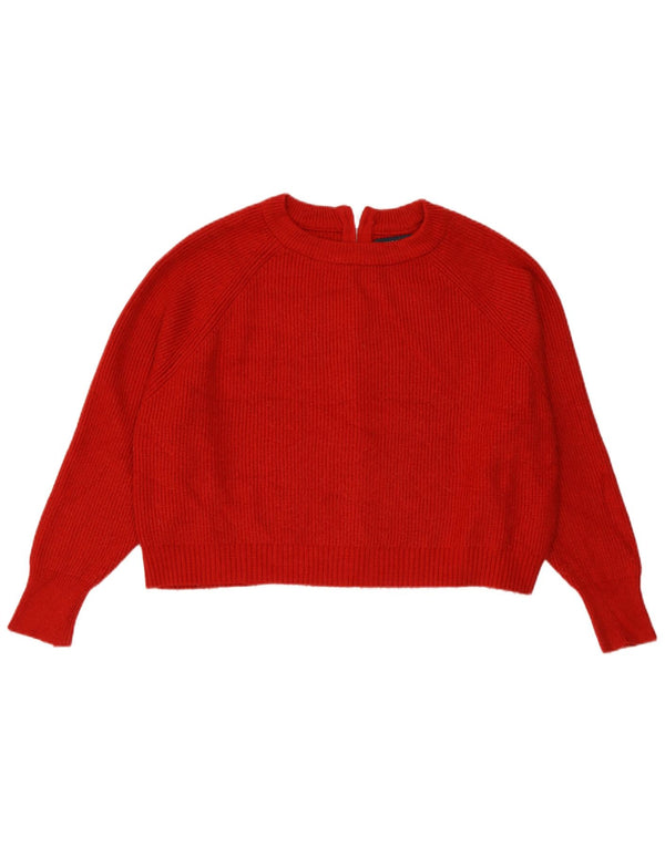 Zara Damen Crop Oversized Cardigan Pullover UK 10 Kleine rote Viskose