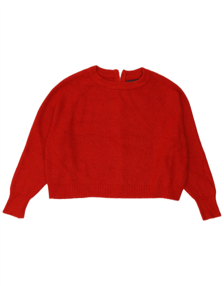 Zara Damen Crop Oversized Cardigan Pullover UK 10 Kleine rote Viskose