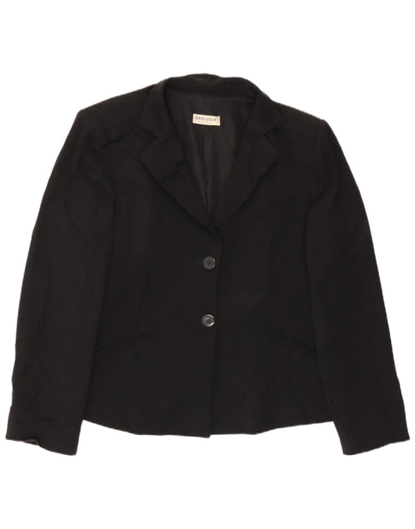 Giorgio Armani Damen 2-Knopf-Blazerjacke UK 14 Mittelschwarz