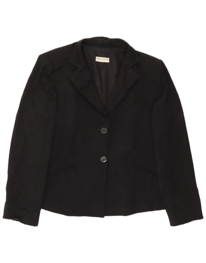 Giorgio Armani Damen 2-Knopf-Blazerjacke UK 14 Mittelschwarz